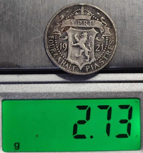 ( GÜMÜŞ ) 1921 - KIBRIS - 4½ Piastres  ( ÇOK TEMİZ)