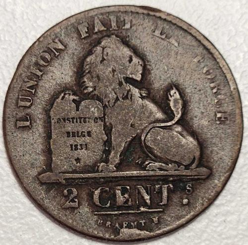 1835 - BELÇİKA - 2 Cents ( ÇOK TEMİZ )
