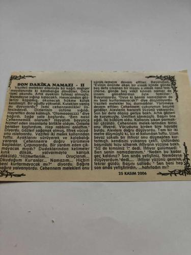 25 Kasım 2006-Orijinal Takvim Yaprağı-Doğum Günü-Söz,Nişan,Nikâh,Düğün ve Önemli Günler Hediyesi-Bizim Anadolu Takvimleri-Ayet,Hadis (Hadis-i Şerif)-Sütçü İmam'in şehadeti(1922)-Şapka Kanunu(1925)-Mustafa,Zehra-Son Dakika Namazı(2)