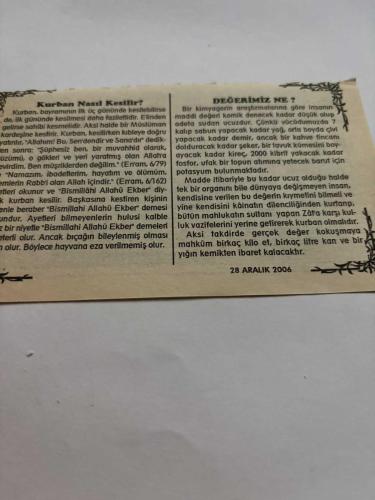 28 Aralık 2006-Orijinal Takvim Yaprağı-Doğum Günü-Söz,Nişan,Nikâh,Düğün ve Önemli Günler Hediyesi-Bizim Anadolu Takvimleri-Ayet,Hadis (Zuhruf,85)-Sicilya'da deprem;85 bin ölü(1908)-Recai,Berire-Kurban Nasıl Kesilir?-Değerimiz Ne?