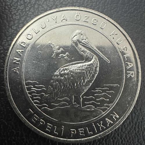 1 Kuruş 2018. Tepeli Pelikan. Çil. Anadolu’ya Özgü Kuşlar, 32 mm 12 gr. 16.000 Adet Basım