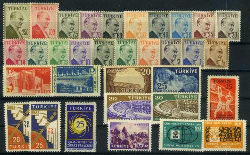 LOT.11 » Koleksiyon Pulları,9 Tam Seri Damgasız 33 Pulluk Koleksiyon Türkiye Cumhuriyeti Pulları,Kia-121
