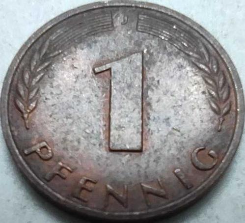 Almanya 1950 1 Pfennig - Meşe Dalı Motifli, Stuttgart (F) Darphane Baskısı, Erken Dönem Alman Markı Koleksiyon Para