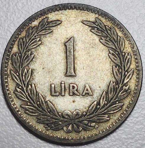 ( GÜMÜŞ ) 1947 - TÜRKİYE - 1 Lira  ( ÇOK ÇOK TEMİZ )