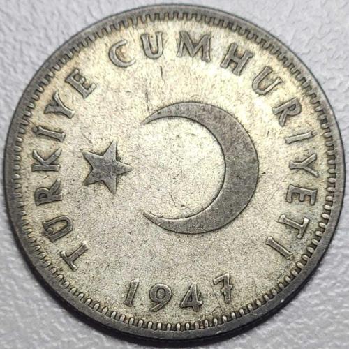 ( GÜMÜŞ ) 1947 - TÜRKİYE - 1 Lira  ( ÇOK ÇOK TEMİZ )