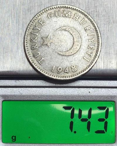 ( GÜMÜŞ ) 1948 - TÜRKİYE - 1 Lira  ( ÇOK ÇOK TEMİZ )