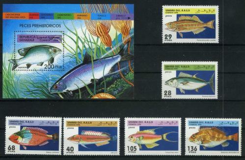 LOT.15 » Koleksiyon Pulları,1999 Afrika (Batı Sahra) BALIKLAR 6 Pul+1 Blok Damgasız Tam Seri,Kia-123