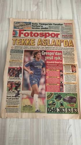 FOTOSPOR SPOR GAZETESİ - TURKISH NEWSPAPER - DOĞUM GÜNÜ HEDİYESİ  - EKSİKSİZ TAM TAKIM GAZETE - 9 MAYIS 2006 SALI  ADNAN POLAT – FATİH TEKKE – VAN NISTELROOY – CHRISTOPH DAUM – EMRE BELÖZOĞLU – CRESPO – SERGEN YALÇIN – JEAN TIGANA – YILDIRIM DEMİRÖREN – WILTORD – SERHAT AKIN – JESPER GRONKJAER – KLEBERSON – JUAN FIGER – ŞÜKRÜ KAYA – DOĞAN EROL – MUTLUHAN SUNER – ORGUN GAZETE – AHMET KARABOĞA  GALATASARAY BAŞKAN YARDIMCISI ADNAN POLAT: “FATİH TEKKE İLE SÖZ KESTİK, BU İŞ BİTTİ GİBİ” – VAN NISTELROOY MANCHESTER UNITED’LA KÖPRÜLERİ ATTI, FENERBAHÇE’YE GÖZ KIRPTI, 3 YIL İÇİN 12 MİLYON EURO İSTİYOR – DAUM: “NEDEN OLMASIN” – GALATASARAY’DA EMRE BELÖZOĞLU, CHELSEA’NİN ARJANTİNLİ YILDIZI CRESPO İLE GÖRÜŞTÜ, CRESPO’DAN CİMBOM’A İLGİNÇ MESAJLAR – BEŞİKTAŞ WILTORD’U İMZAYA GETİRİYOR, 15 MAYIS SONRASI İSTANBUL’DA – SERHAT AKIN: “BEŞİKTAŞ AKLIMI KARIŞTIRDI” – BEŞİKTAŞ’TA SERGEN YALÇIN’IN BİLETİ KESİLDİ, TIGANA YENİ SEZONDA KADRO PLANLAMASINI YAPIYOR – BEŞİKTAŞ JESPER GRONKJAER İLE İLGİLENİYOR, KLEBE