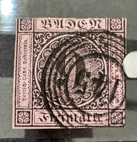 LOT.8 » Eski Alman Devletleri 1851 Baden: 9K. Antik Pembe (N°4A)