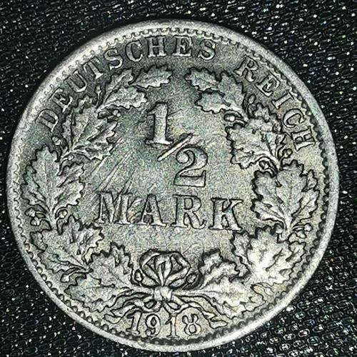 LOT.13 » ALMANYA 1918 F   1/2  MARK  GÜMÜŞ  2,74  GRAM