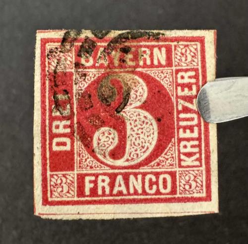 LOT.15 » Almanya Bavyera Bayern Franco 3 Kreuzer 1862 Michel #9
