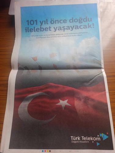 Hürriyet Gazetesi - Turkish Newspaper - 29 Ekim 2024 - 29 Ekim Cumhuriyet Bayramı 101. Yıl kutlu olsun - Cumhuriyet oybirliği ile kabul edildi - büyük Önder Mustafa Kemal Atatürk tarihi geceyi böyle anlattı - yıl 1927 Atatürk ve İsmet İnönü Sovyet büyükelçiliğindeki resepsiyon yemeğinde Fotoğrafı - Yakup Kadri Karaosmanoğlu bir yazısında Atatürk'ün sofrasından hepimizin ruhunda ve dimağında nice derin tatlı ve ibret verici anılar değerli dersler kalmıştır - Vodafone Cumhuriyet Bayramı kutlu olsun tam sayfa Fotoğraflı - çok yaşa Cumhuriyet yazan Ahmet Hakan - Migros Cumhuriyet Bayramı kutlu olsun Atatürk fotoğrafı - Denizbank dünyanın en güzel eseri 101 yaşında - Manisa Büyükşehir Belediye Başkanı Ferdi Zeyrek 29 Ekim Cumhuriyet bayramımız kutlu olsun - Muğla Büyükşehir belediyesi 29 Ekim Cumhuriyet Bayramını düzenlediği etkinliklerle 7'den 70'e coşkuyla kutlayacak - Cumhurbaşkanı Recep Tayyip Erdoğan Anıtkabir'de törenlere katılacak - Her yer gök kırmızı beyaz foto - 29 Ekim 1923