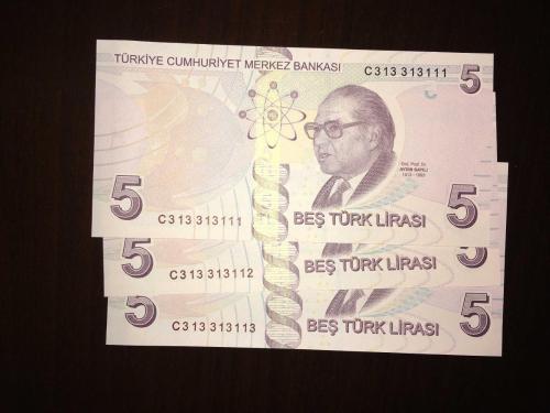 9. EMİSYON 5 TÜRK LİRASI C 313 313111-313112-313113 3 LÜ SERİ ÇİL TCB 0096