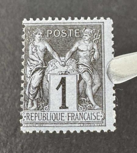 FRANSA 1877 1C Posta Pulu #83 1877 SC. #86 Leylak Mavisi Üzerine Siyah MH*