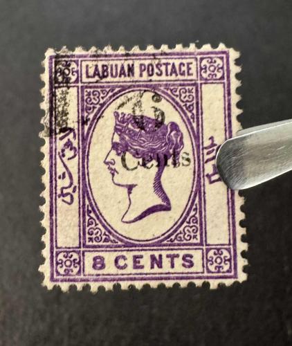 1891 LABUAN QV 6 Cent, 8 Cent opsiyonu, Kullanılmış SG#34