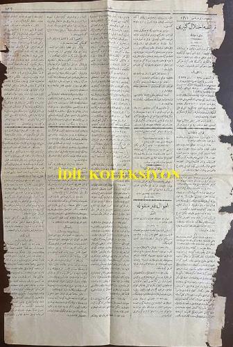 Osmanlıca Alemdar Gazetesi, Orijinal Dönem Basım, (Ottoman Newspaper) - 1 Mart 1913 - Sayı: 300 - Hicri: 22 Rebiülevvel 1331 - Rumi: 16 Şubat 1328 - Milletler Nasıl Büyür? Herşeyde Olduğu Gibi Milletler de Sevaik-i Tekemmülün En Büyüğü Tarihine Merbutiyet ve O Tarihin Büyük Adamlarına Karşı Kıymet-şinaslıktır. Biz Maatteessüf Bu Ulvi Vazifeyi de Hasis Bir Takım Emellere Kurban Ediyoruz - Alemdar'ın Müstahberat-ı Hususiyesi: Sulh Meselesi ve Romanya Mehafil-i Siyasiyesi - Tazminat Talebine Karşı - Tafsilat-ı Harbiye: Edirne Bombardımanı - İşkodra Ahvali - Gelibolu'da Bir Muharebe - Rusya ve Boğazlar Meselesi - Von Der Goltz Paşa'nın Beyanatı - Emval-i Gayr-ı Menkule Kanunu