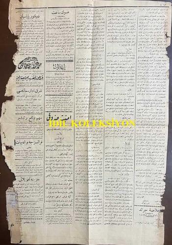 Osmanlıca Alemdar Gazetesi, Orijinal Dönem Basım, (Ottoman Newspaper) - 1 Mart 1913 - Sayı: 300 - Hicri: 22 Rebiülevvel 1331 - Rumi: 16 Şubat 1328 - Milletler Nasıl Büyür? Herşeyde Olduğu Gibi Milletler de Sevaik-i Tekemmülün En Büyüğü Tarihine Merbutiyet ve O Tarihin Büyük Adamlarına Karşı Kıymet-şinaslıktır. Biz Maatteessüf Bu Ulvi Vazifeyi de Hasis Bir Takım Emellere Kurban Ediyoruz - Alemdar'ın Müstahberat-ı Hususiyesi: Sulh Meselesi ve Romanya Mehafil-i Siyasiyesi - Tazminat Talebine Karşı - Tafsilat-ı Harbiye: Edirne Bombardımanı - İşkodra Ahvali - Gelibolu'da Bir Muharebe - Rusya ve Boğazlar Meselesi - Von Der Goltz Paşa'nın Beyanatı - Emval-i Gayr-ı Menkule Kanunu