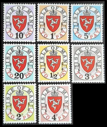 +++ ISLE of MAN POSTA DUE , ÖDEME ETİKETLERİ , ARMALAR      1973   - DAMGASIZ