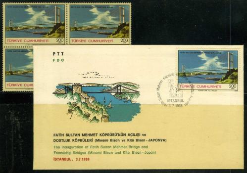 Koleksiyon Pulları,Fatih Sultan Mehmet Köprüsü,4'lü Blok ve FDC, Kia-137/137A