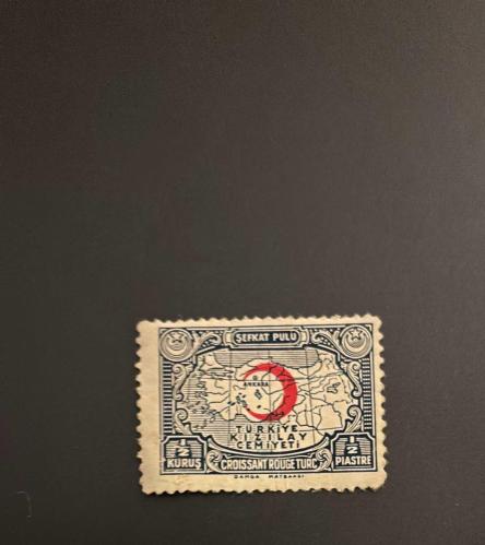 Türk Pulu - Turkish Stamp - Postadan Geçmiş Pul Filateli - TÜRKİYE KIZILAY CEMİYETİ ŞEFKAT PULU, 1/2 KURUŞ - Türkiye Cumhuriyeti - NOSTALJİK DOĞUM GÜNÜ HEDİYESİ
