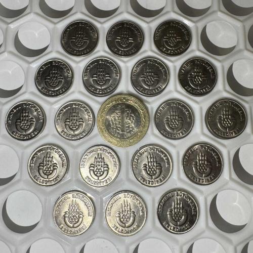18x Tane İBB Istanbul Büyükşehir Belediyesi Ulaşım Jeton Set