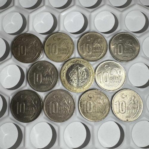 10x Tane 1996 10 Bin Lira Maden Bozuk Para Jeton Coin Set