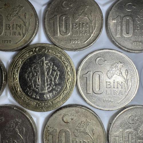 10x Tane 1996 10 Bin Lira Maden Bozuk Para Jeton Coin Set