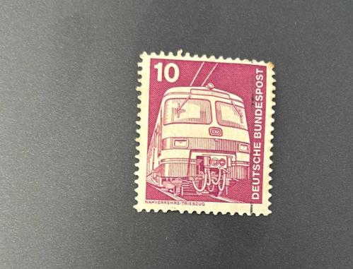 Almanya Pulu - Germany Stamp - Postadan Geçmiş Pul Filateli - DAMGALI - ELEKTRİKLİ LOKOMOTİF TEMALI PUL, 10 PARA - YABANCI PULLAR-NOSTALJİK DOĞUM GÜNÜ HEDİYESİ