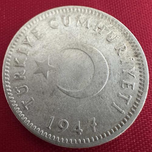 Türkiye 1 Lira 1947. Gümüş.