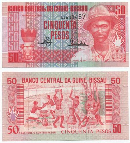 Gine-Bissau 1990 Yılı 50 Peso çil