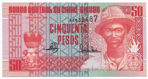 Gine-Bissau 1990 Yılı 50 Peso çil