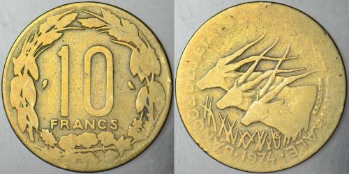 ORTA AFRİKA PARA BİRLİĞİ 10 FRANK 1974 SİLİK.