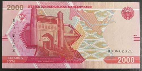 ÖZBEKİSTAN 2000 SOM 2021  ÇİL RESİMDEKİ ÜRÜN