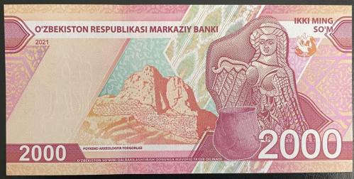 ÖZBEKİSTAN 2000 SOM 2021  ÇİL RESİMDEKİ ÜRÜN