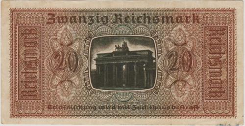 ALMANYA 20 MARK 1929 NAZİ-HİTLER DÖNEMİ 1931-48 ARASI KULLANILMIŞTIR. ÇOK ÇOK TEMİZ(-)