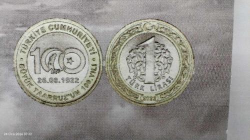 PARA; BÜYÜK TAARUZUN 100. YILI ANISINA DARPHANE TARAFINDAN BASILAN KABINDA( ENDER KAP ) HATIRA PARASI 378