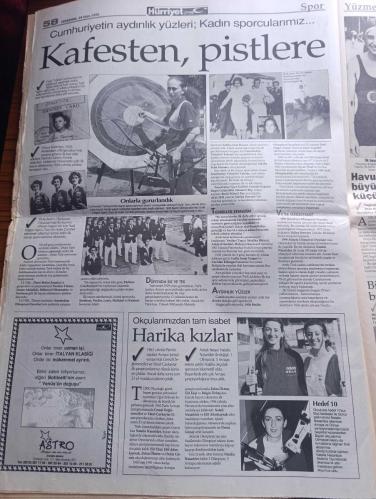 Hürriyet 75. Yıl Gazetesi - Turkish Newspaper - 29 Ekim 1998 - biz altta imzası olanlar Hürriyetimizi 75 yıllık cumhuriyetimize borçluyuz- Doğan Holding Cumhuriyet Bayramı kutlu olsun Atatürk fotoğrafı tam sayfa  - Berlin olimpiyatlarında Celal Atik yine bir tuşa gidiyor  fotoğraf - olimpiyatta ilk madalya Hülya Şenyurt - Naim Süleymanoğlu - Tofaş Fiat Cumhuriyet Bayramı kutlu olsun - cumhuriyet'te ekonominin kilometre taşları - cumhuriyetin ilan edileceği O büyük gece fotoğraf - cumhuriyetle yaşıt sanayicilerimiz İdris Yamantürk Adil Karaağaç Ve Vitali Hakko - devletin dini İslam dini Türkçe - Mustafa Kemal Atatürk ve İsmet İnönü cephedeki gibi sivil yönetimde de hep beraberdiler Fotoğrafı - değişmeyen hedef Avrupa - Atatürk sporda fair play kavramını ortaya atan ilk liderdi - Atatürk'ün bir anısı aylığından kesiniz efendim - ilk bayan yüzücü Leyla Asım Turgut Fotoğrafı - ilk milli maçımız 26 Ekim 1923 Fotoğrafı - Kral Metin Oktay - olimpiyat şampiyonları - Yaşar Doğu - 29 Ekim 1923