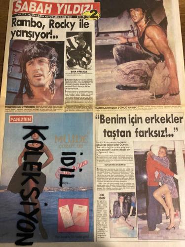 SABAH YILDIZI 2 AKTÜELİTE VE MAGAZİN GAZETESİ - DOĞUM GÜNÜ HEDİYESİ (TURKİSH - NEWSPAPER) - 5 KASIM 1987 - TAM TAKIM 8 SAYFADIR -Sylvester Stallone-Serpil Ürüner-Ceylan-Yılmaz Zafer-Perihan Savaş-Aya İrini-Uğur Utaşoğlu-Mustafa Pakçuoğlu-Mine Pakçuoğlu-Ayhan Oya Spencer-Şirin de Sadıkoğlu-Sema Sany-Yahya-Engin Şeker-Ayşa Örs-Nilüfer Erköse-Banu Kaleçi-İzmirin Basmane semtindeki bir pavyonda çalışan Serpil Ürüner-Bayan Esther Cavoukli-John Esther Cavoukli-Dr. Suha Tüner-Kanuni Sultan Süleyman-Ayten Gökmen-Necila kardeşleri-Neslişah-Monique Duval-Edat Akyol-Teksin Erad-Nevire Şükrü Hilton-Helga Kiesel-Sabah Yıldızı-Rambo, Rocky ile yarışıyor-Benim için erkekler taştan farksız-Kadınlığa adım adım-Karım emin ellerde-Haftanın jet dedikodusu-Karısı değil, sevgilisi kıskanıyor-Yazın beyaz kışın siyah-Gelinler fısıldaştı-Kaynana dinledi-Alman usulü teşhis-Sağlık getiren topaç-Okuyucu mektupları-Sıra 6’ncıda-Temposunu yitirmedi-Huzurlarınızda 3’üncü Rambo-Son derece kibardı-İçini döktü-İç çamaş