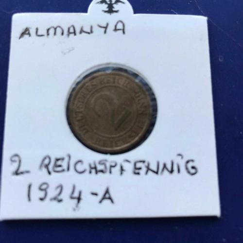 ALMANYA 2 REİCHSPFENNİG 1924-A (KAPAMALI)