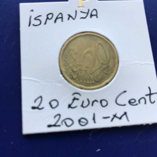İSPANYA 20 EURO CENT 2001-M (KAPAMALI)