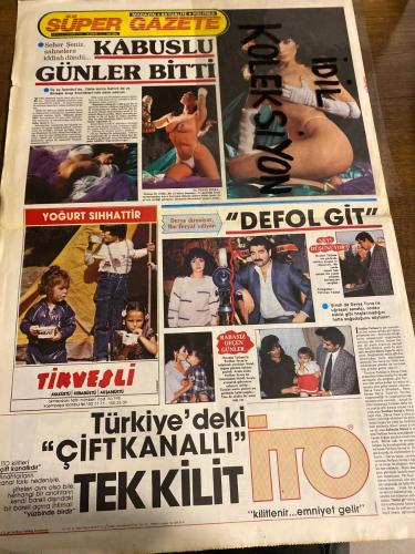 SÜPER GAZETE AKTÜELİTE VE MAGAZİN GAZETESİ - DOĞUM GÜNÜ HEDİYESİ (TURKİSH - NEWSPAPER) - 7 KASIM  1985 - TAM TAKIM 4 SAYFADIR -Murtaza Elgin-Müjde Ar-Ahu Tuğba-Hülya Koçyiğit-Bahar Öztan-Mine Çayıroğlu-Ayşegül Aldinç-Nazan Şoray-Erol Evgin-Esin Afşar-Talat Bulut-Şeher Şeniz-Derya Tuna-İbrahim Tatlıses-Ferhan Şavlı-İbo