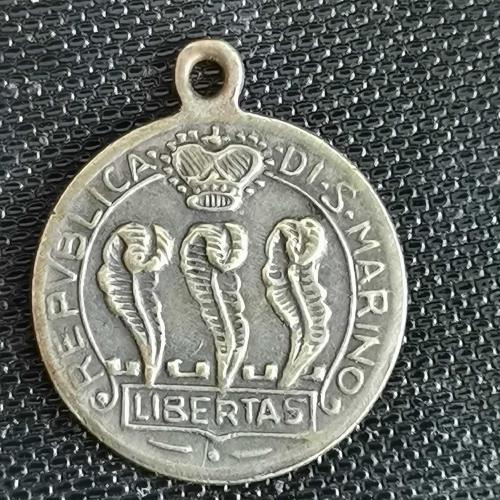 SAN  MARINO  1926  20  CEENTESİMİ  JETON  KOLYE UCU YAPILMIŞ