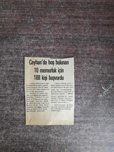 Gazete Küpürü- Ceyhan'da Boş Bulunan 10 Memurluk İçin 188 Kişi Başvurdu