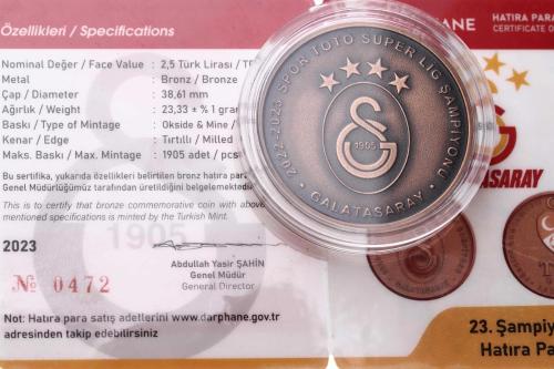 2023 - Galatasaray 23.Şampiyonluk  Bronz Hatıra Para *Sertifikalı* - ÇİL  TCH419