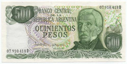 Arjantin 1982 Yılı 500 Peso çil