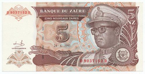 Zaire 1993 Yılı 5 Zaire çil
