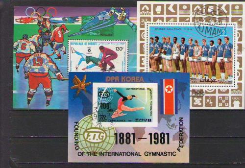 Spor - Olimpiyat  temalı 3 adet CTO damgalı blok