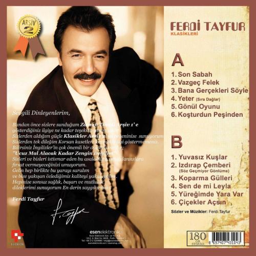 FERDİ TAYFUR KLASİKLERİ ARŞİV-2 33 LÜK PLAK YENİ BASKI
