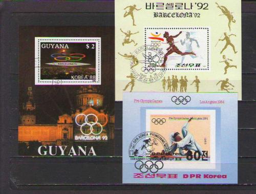 Futbol, Spor ve Olimpiyat temalı  3 CTO damgalı blok