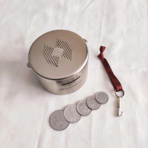 HALKBANK Yuvarlak Metal Kumbara ( Anahtarlı )